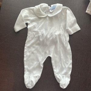 Bella bliss white cotton 3 month onesie with collar